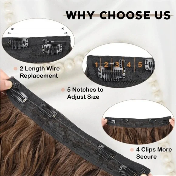 Just in 💫| Hair Extensions 20 Inch Clip in Hair Extensions Invisible Adjustable - Picture 5 of 9